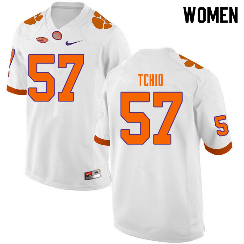 Women #57 Paul Tchio Clemson Tigers College Football Jerseys Sale-White